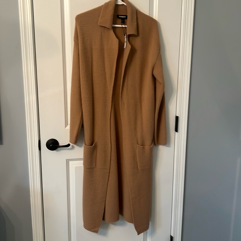 Express camel color duster. Thicker material, stretchy.